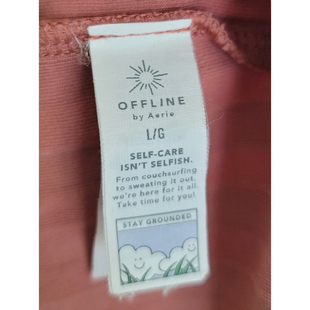 Offline by Aerie Terra Cotta Ribbed Crop Top Size L Square Neckline Lettuce Edge - Picture 9 of 10